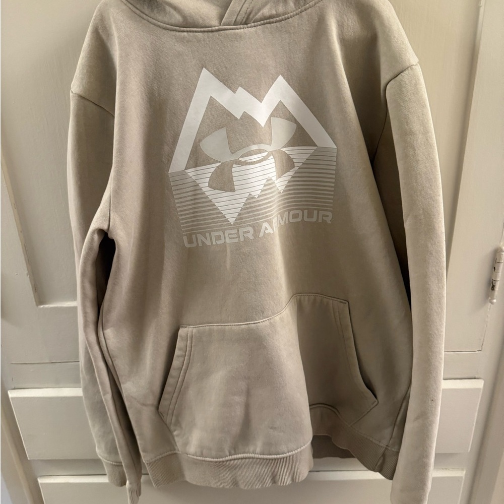Under Armour Men's Beige Hoodie with White Logo